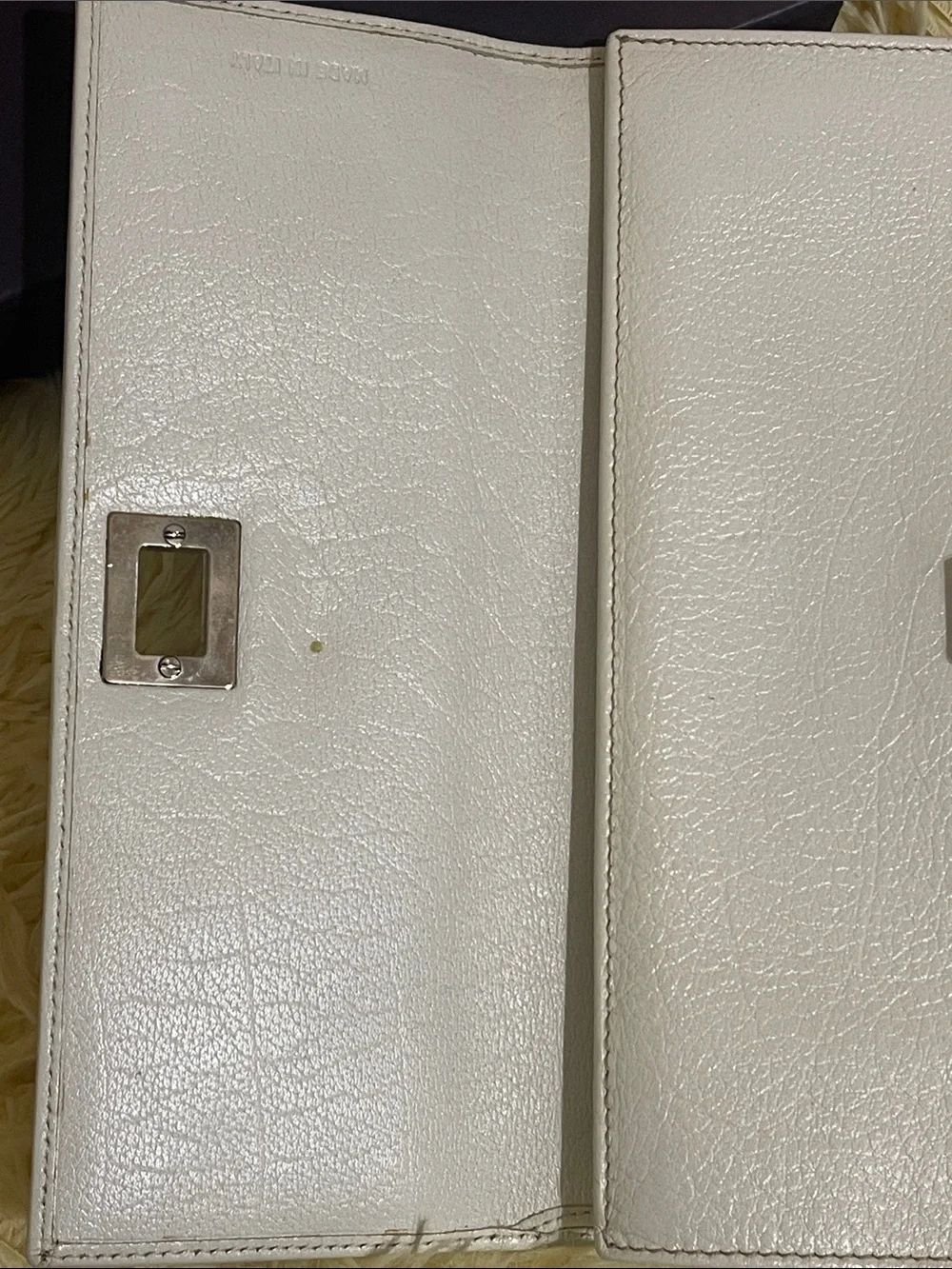 Authentic Vintage Prada Bianco Leather Flap Wallet with Silver Hardware